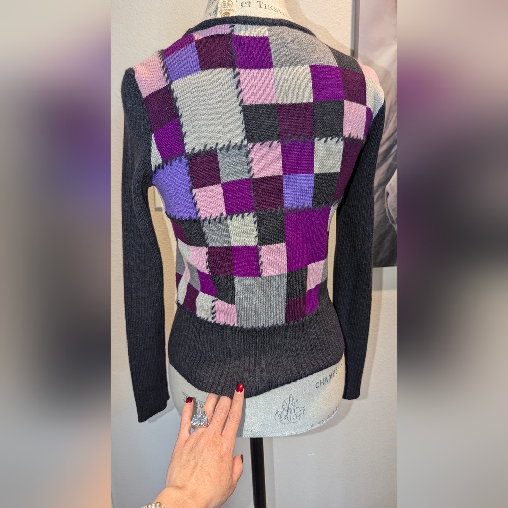 Colorful Patchwork Knit Sweater - Picture 5 of 9